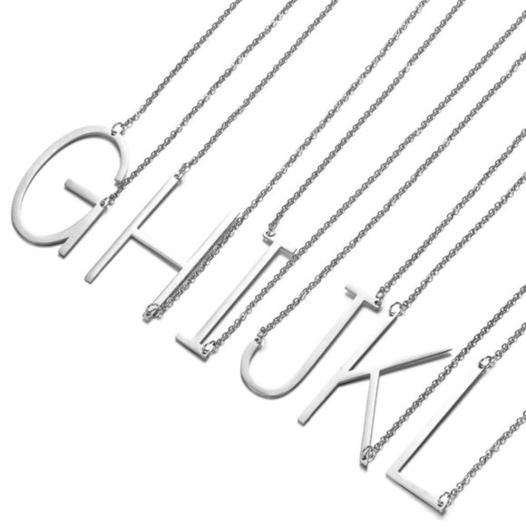 Large Initial Pendant Monogram Oversized Necklace - Picture 4 of 7